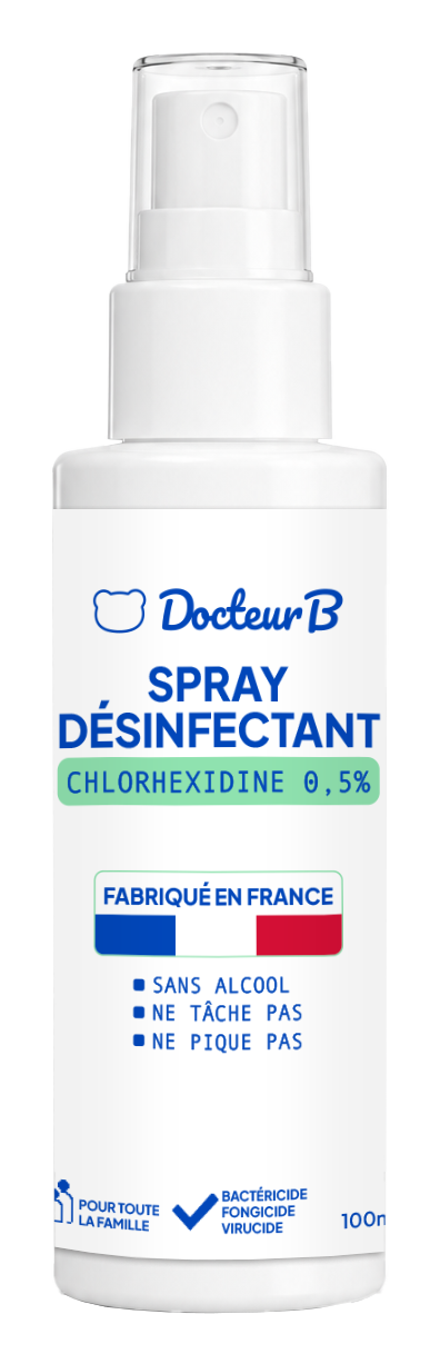 Spray désinfectant chlorhexidine 0,5 % 100 ml Docteur B - Fabriqué en France