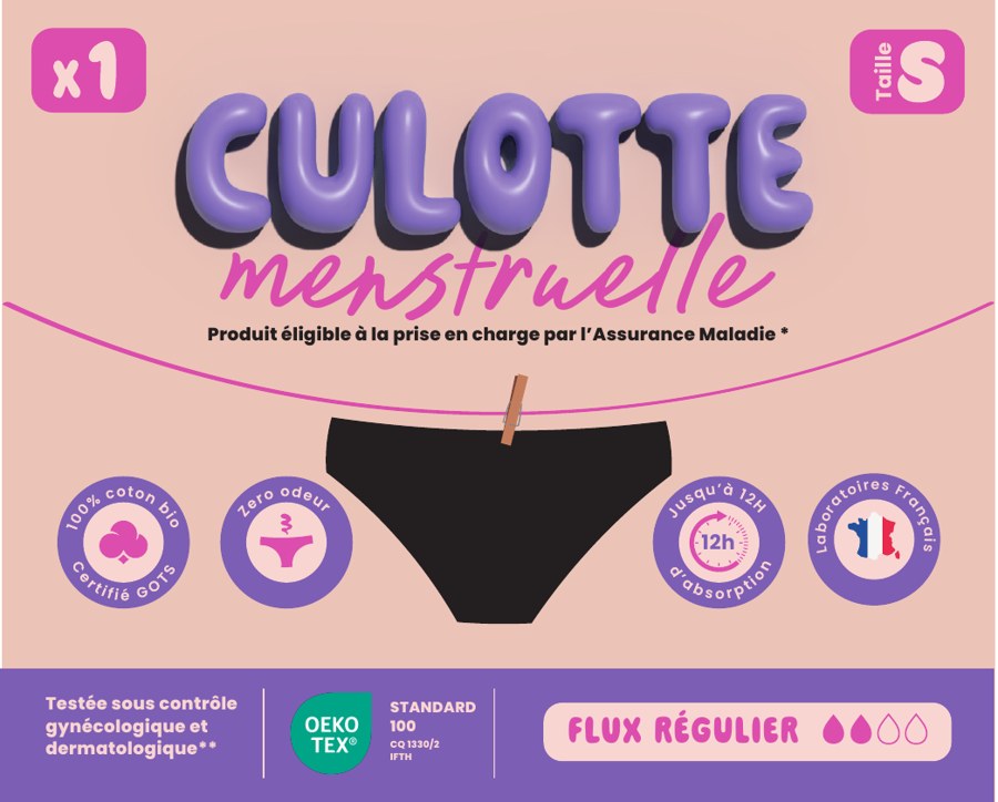 Culotte menstruelle flux régulier – coton bio, remboursée (LPPR 1724852)