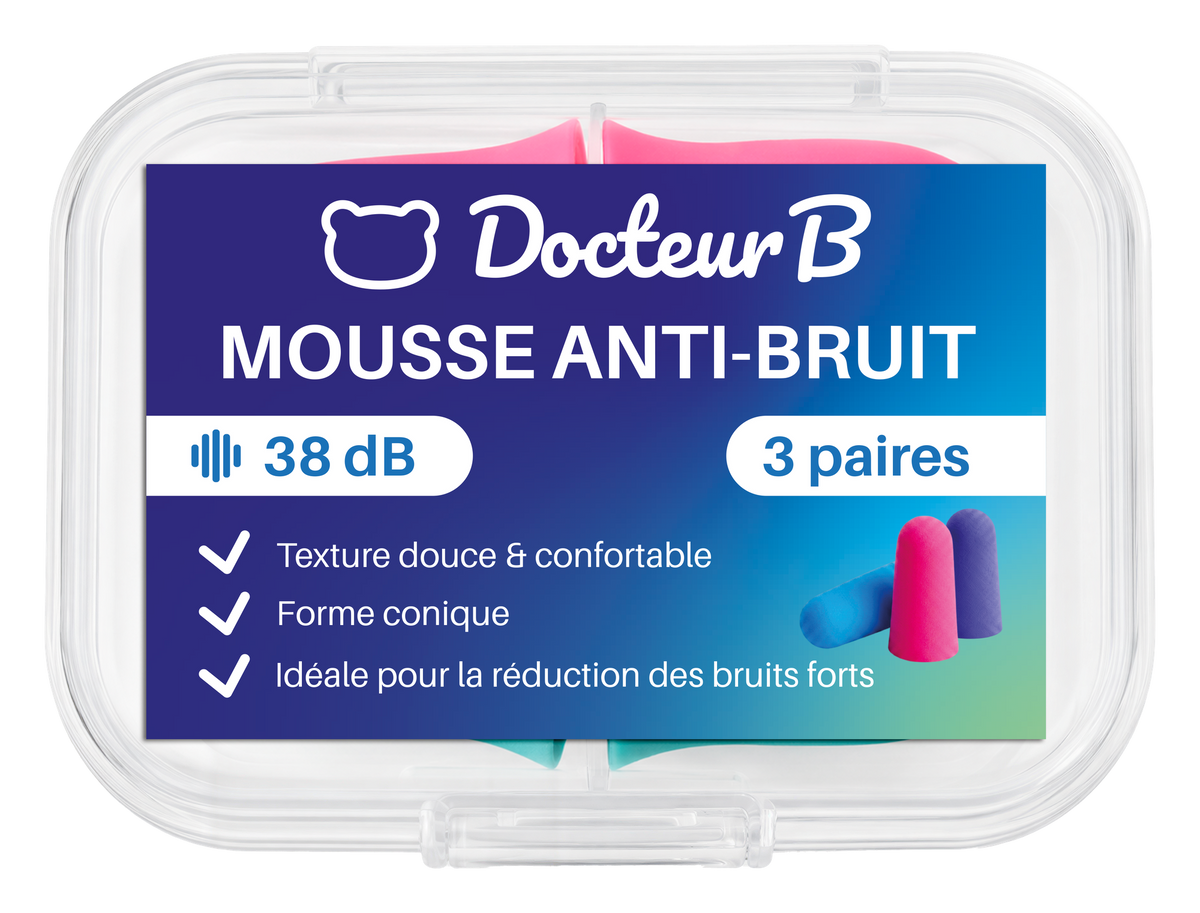 Mousse anti-bruit forme conique x3 paires Docteur B - 38 dB
