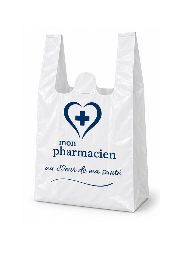 Sac bretelle en plastique 50 microns taille M réutilisable — carton de 1 000 (0,045 € l'unité)