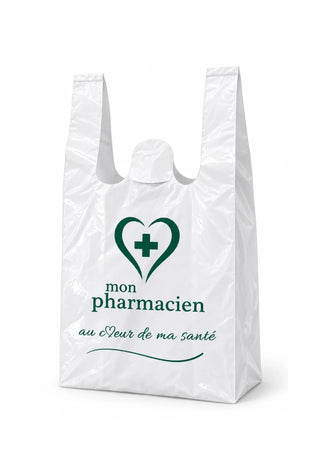 Sac bretelle en plastique 50 microns taille L réutilisable — carton de 1 000 (0,049 € l'unité)