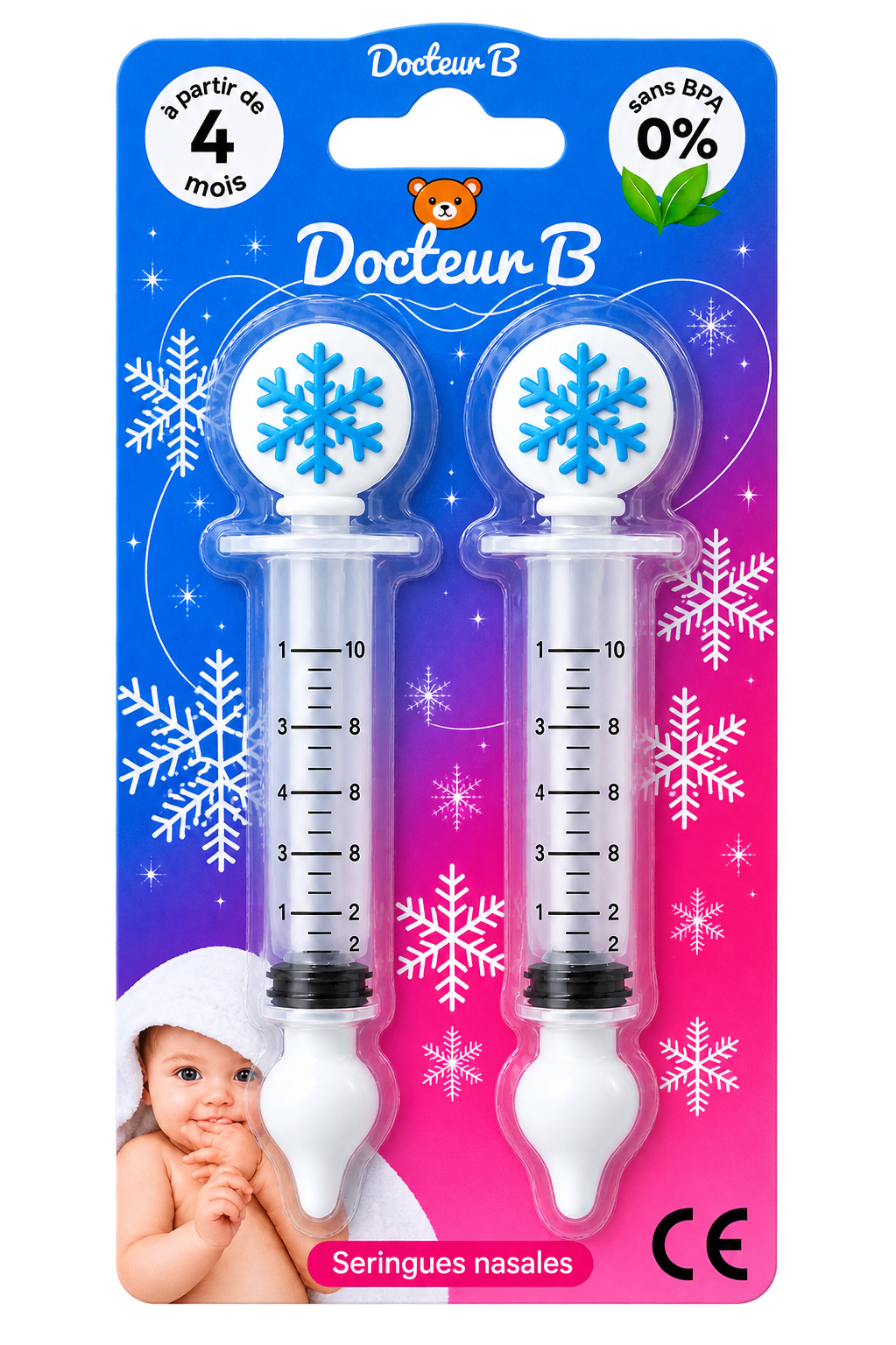 Seringues nasales 10 ml x2 Docteur B - Flocon de neige