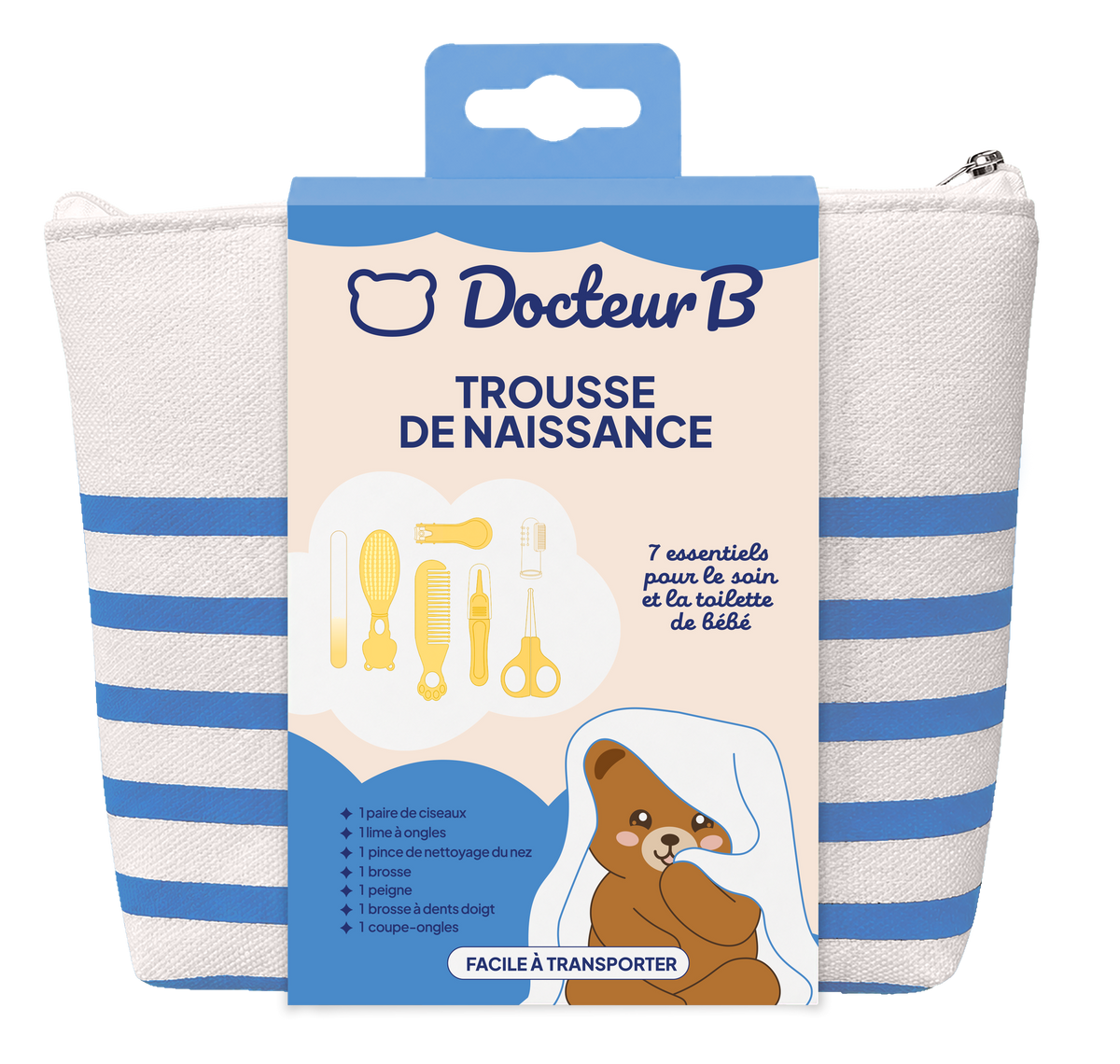 Trousse de soin bébé 9 pièces Docteur B Bleu