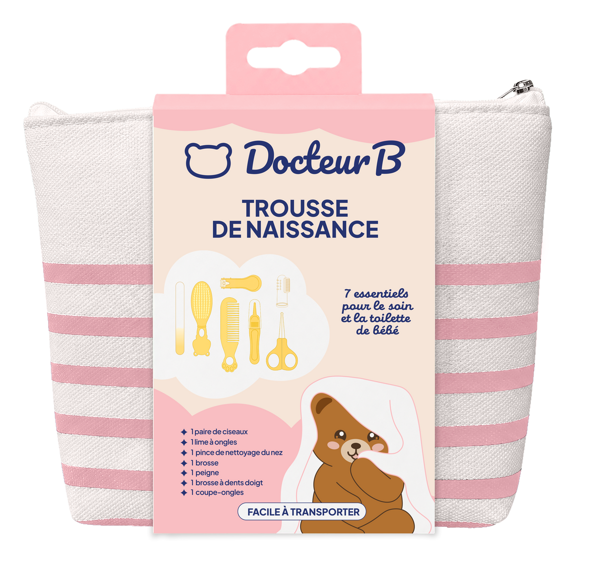 Trousse de soin bébé 9 pièces Docteur B Pink