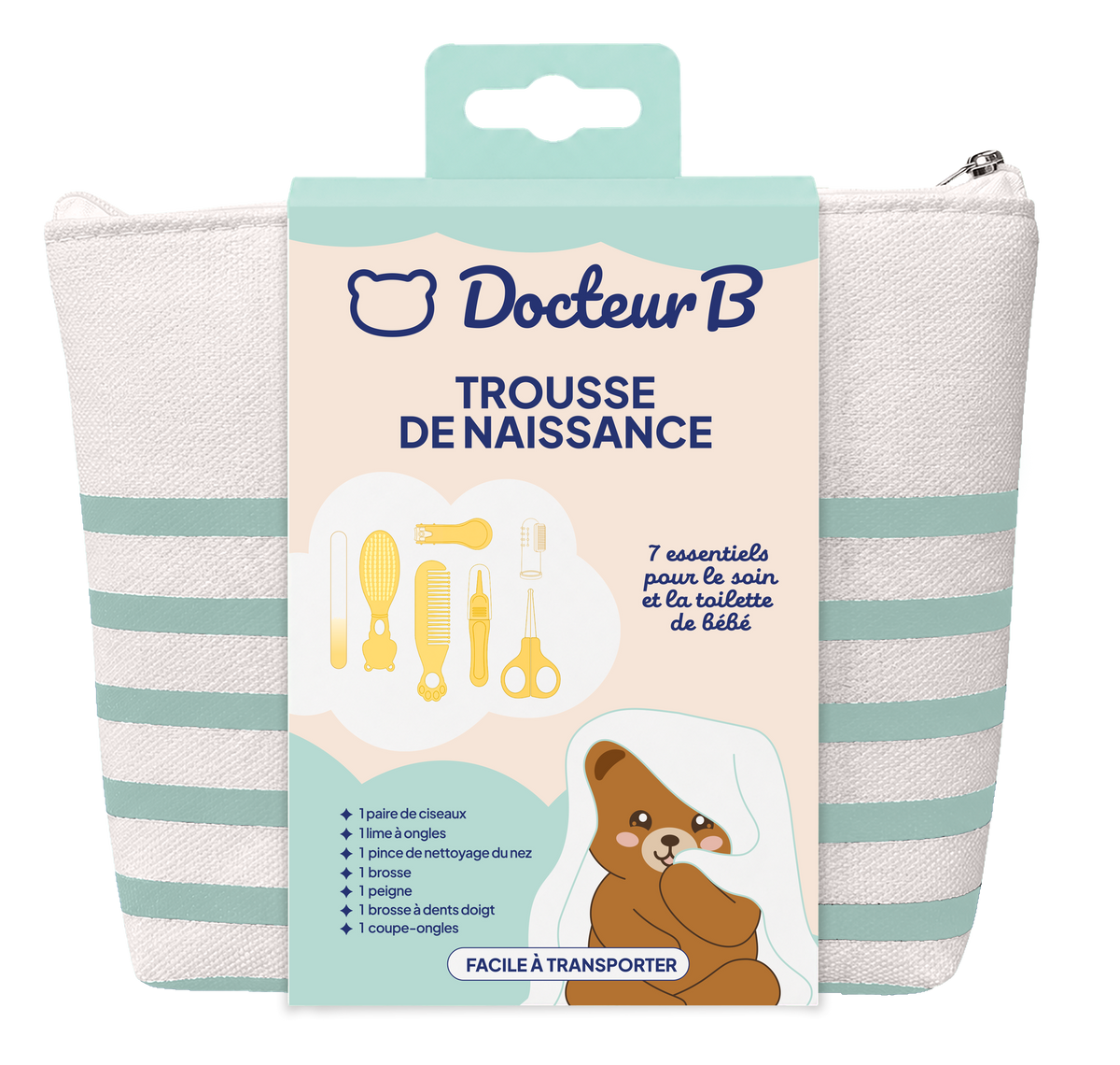 Trousse de soin bébé 9 pièces Docteur B Green